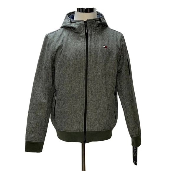 TOMMY HILFIGER Water/Wind Resistant 3 Layer Fabric Jacket Gray Size M New NWT